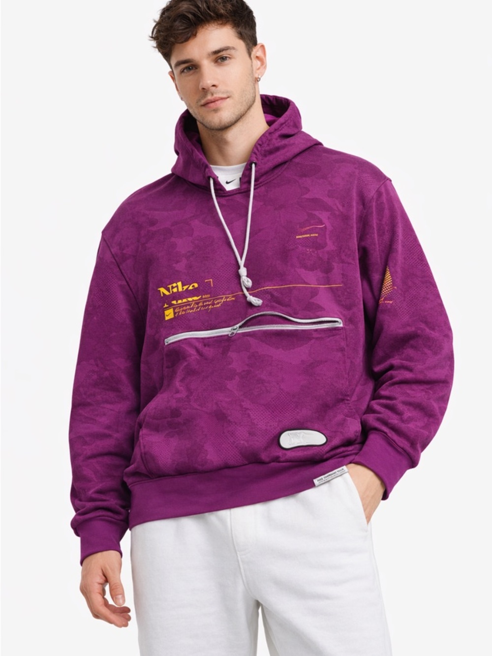 Nike Dri-FIT Camo Hoodie Mens Large Purple Half Zip Pullover Streetwear